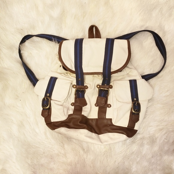 Forever 21 Handbags - White Browns Buckle Backpack Bag